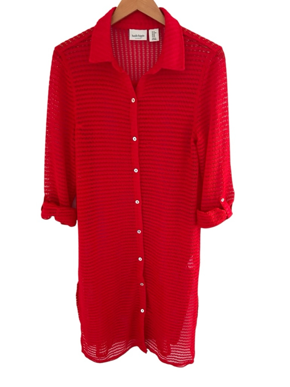 Haute Hippie Orange/Red Long Open Knit Swimsuit Coverup Size Medium